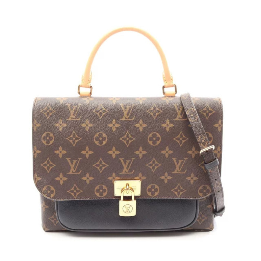 Louis Vuitton Marignan Monogram Top Handle Bag Canvas Leather Noir Black Brown